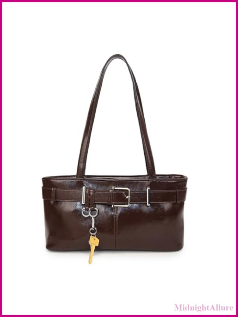 Y2K Shoulder Bag PU Leather Small Underarm Tote with Key Charm